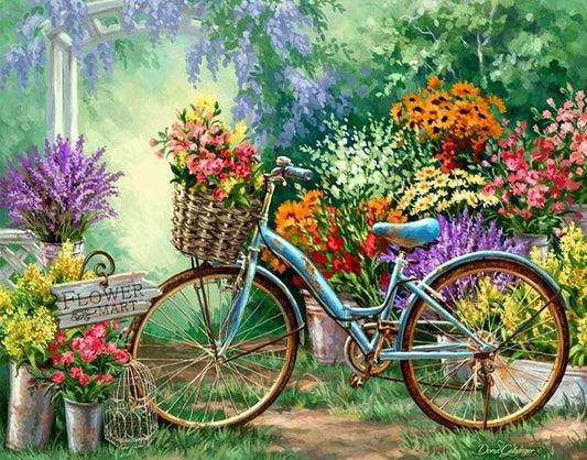 Bicycle Flowers - Full Drill 5D DIY Diamond Painting Kits - Diamond Art Dezigns