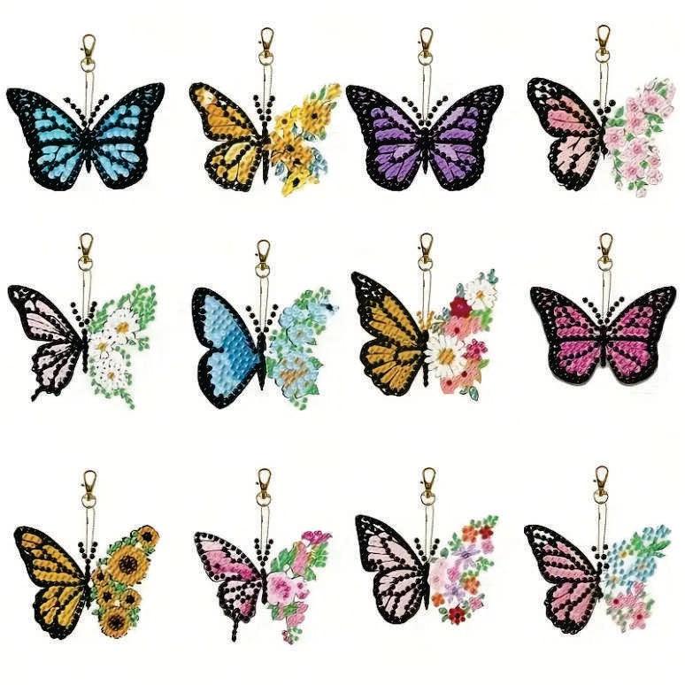 Keyring - Butterflies x 12 - Diamond Art Dezigns