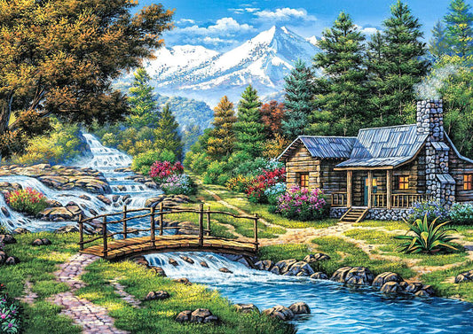 Cabin Waterfall - Full Drill 5D DIY Diamond Painting Kits - Diamond Art Dezigns