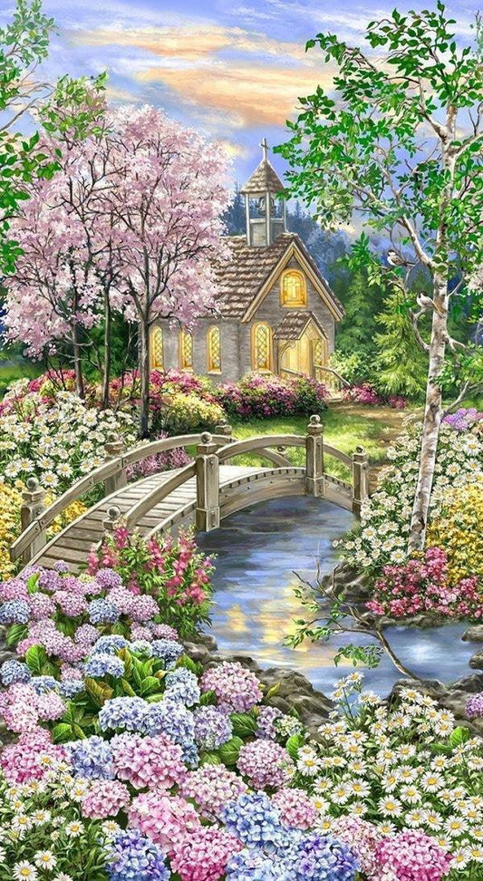 Church Garden - Full Drill 5D DIY Diamond Painting Kits - Diamond Art Dezigns