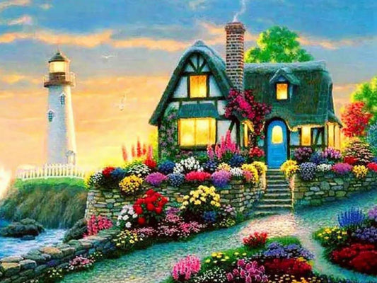 Cottage Lighthouse - Full Drill 5D DIY Diamond Painting Kits - Diamond Art Dezigns