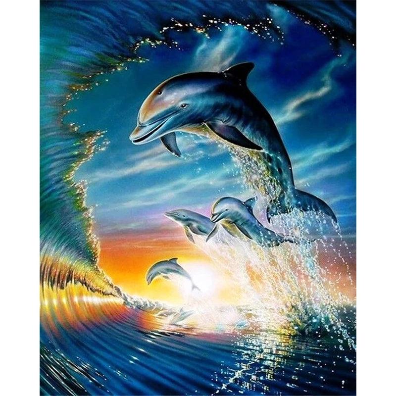 Dolphin Wave - Full Drill 5D DIY Diamond Painting Kits - Diamond Art Dezigns