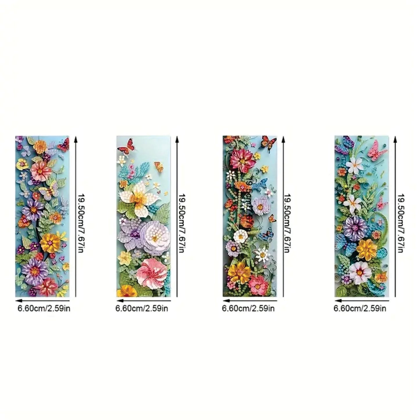 Bookmark x 4 Flowers