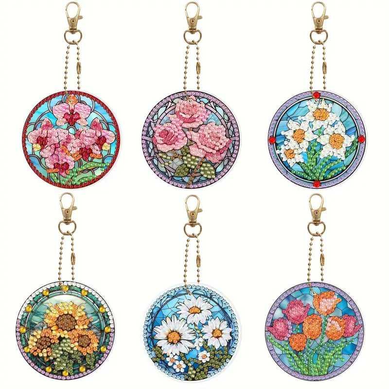 Keyring - Flowers Round - Diamond Art Dezigns