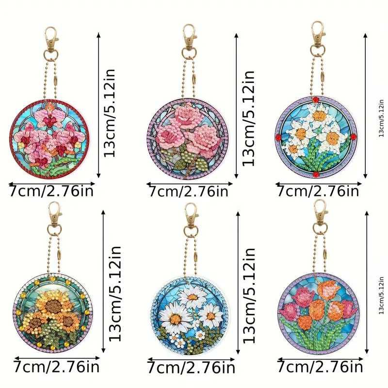 Keyring - Flowers Round - Diamond Art Dezigns