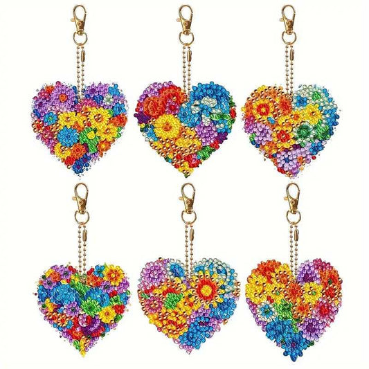 Keyring - Heart Flowers - Diamond Art Dezigns