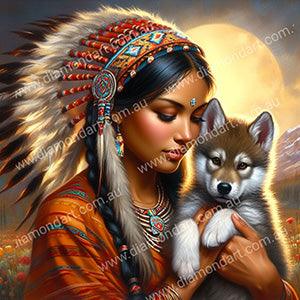 Indian Wolf Moon - Full Drill 5D DIY Diamond Painting Kits - Diamond Art Dezigns