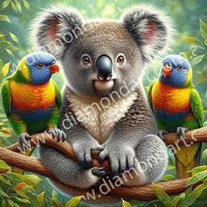 Koala & Lorikeet Twins - Full Drill 5D DIY Diamond Painting Kits - Diamond Art Dezigns