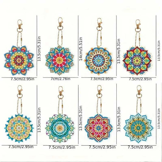 Keyring - Mandala x 8 - Diamond Art Dezigns