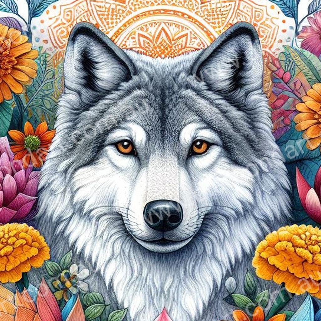 Mini Kit - Wolf Flowers - Diamond Art Dezigns