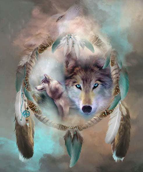 Wolf Dreamcatcher 50x40 - Diamond Art Dezigns