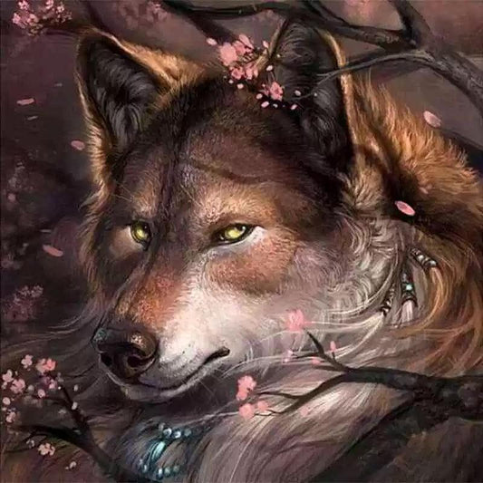 Wolf Blossom - 30x30 - Diamond Art Dezigns