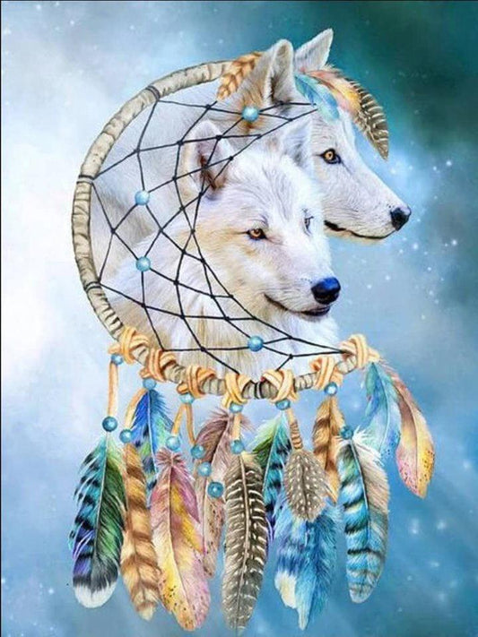 Wolf Twin Dreamcatcher 50x40 - Diamond Art Dezigns