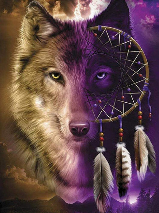 Wolf Dreamcatcher Purple 50x40 - Diamond Art Dezigns